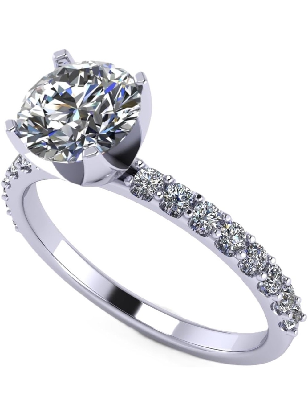 Classic Solitaire Round Cut Diamond Engagement Ring in Silver TRAVEL RING